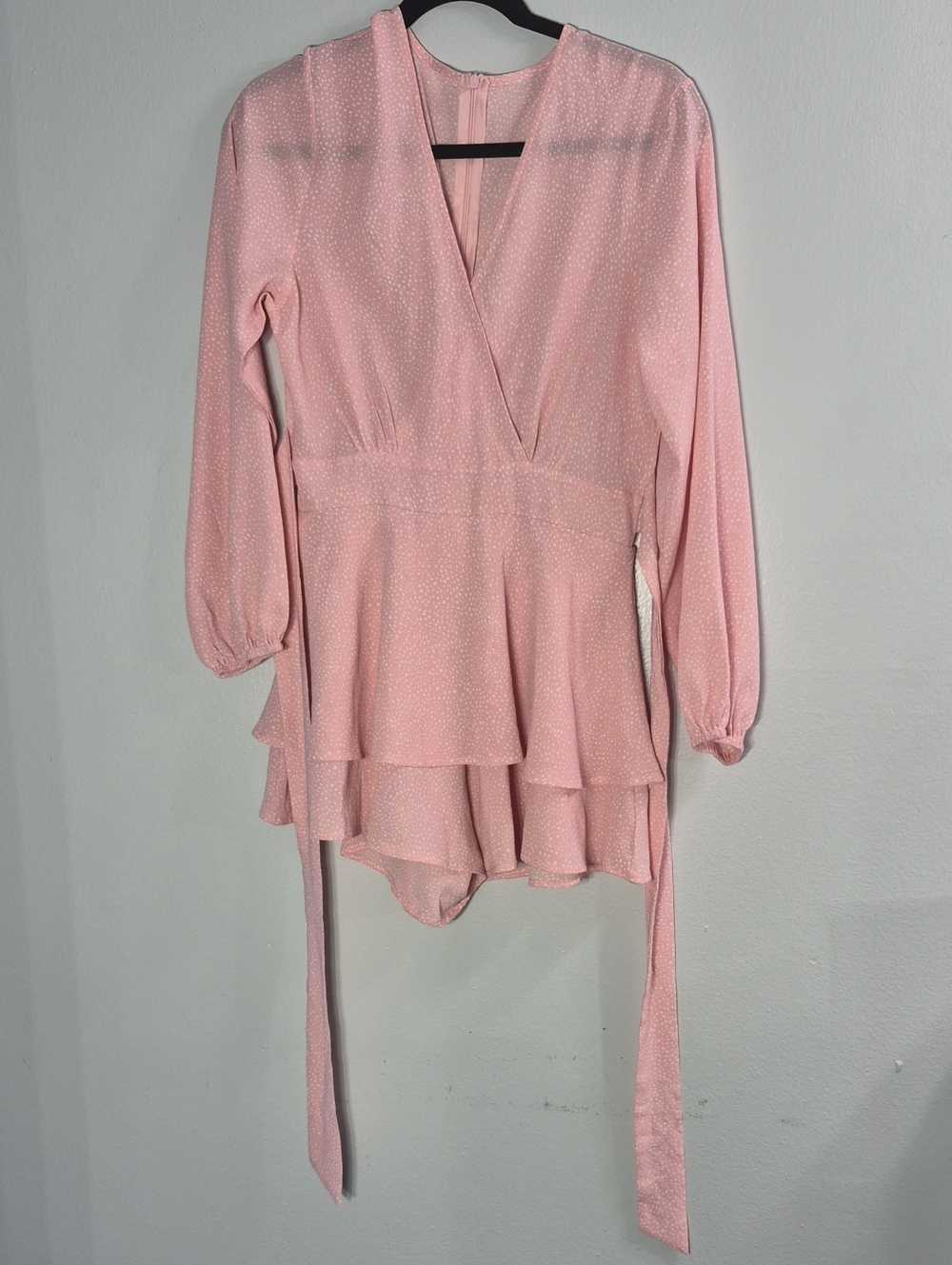 Light Pink Ruffle Wrap Bodysuit - Picture 1 of 2